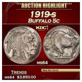 1919-s Buffalo Nickel 5c ms64 SEGS