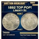 1892 Liberty Nickel TOP POP! 5c ms67 SEGS