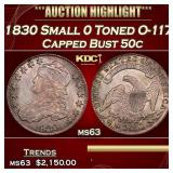 1830 Small 0 Capped Bust Half Dollar Toned O-117 5