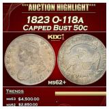 1823 Capped Bust Half Dollar O-118a 50c ms62+ USCG