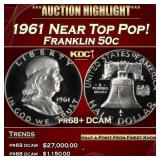 1961 Proof Franklin Half Dollar Near Top Pop! 50c