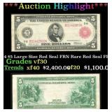 1914 $5 Large Size Red Seal FRN Rare Red Seal Grad