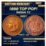 1899 Proof Indian Cent TOP POP! 1c pr67+ rb SEGS