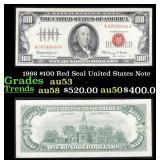1966 $100 Red Seal United States Note Grades au53