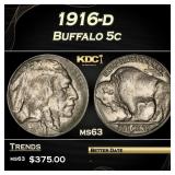 1916-d Buffalo Nickel 5c Grades ms63