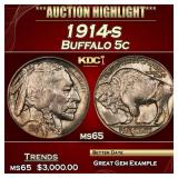 1914-s Buffalo Nickel 5c ms65 SEGS