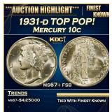 1931-d Mercury Dime TOP POP! 10c ms67+ fsb SEGS