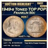 1949-s Franklin Half Dollar Toned TOP POP! 50c ms6