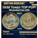 1939 Proof Washington Quarter Toned TOP POP! 25c p