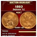 1893 Indian Cent 1c ms66+ rd SEGS