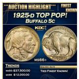 1925-d Buffalo Nickel TOP POP! 5c ms66+ SEGS