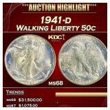 1941-d Walking Liberty Half Dollar 50c ms68 SEGS