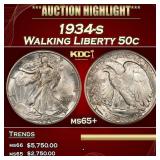 1934-s Walking Liberty Half Dollar 50c ms65+ SEGS