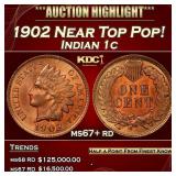 1902 Indian Cent Near Top Pop! 1c ms67+ rd SEGS