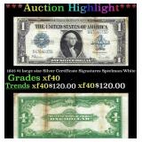 1923 $1 large size Silver Certificate Grades xf Si