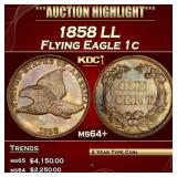 1858 LL Flying Eagle Cent 1c ms64+ SEGS