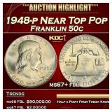 1948-p Franklin Half Dollar Near Top Pop 50c ms67+