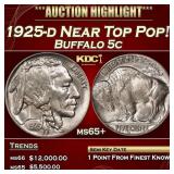 1925-d Buffalo Nickel Near Top Pop! 5c ms65+ SEGS