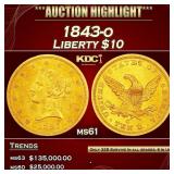 1843-o Gold Liberty Eagle $10 ms61 SEGS