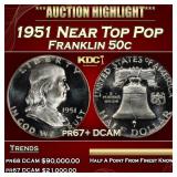1951 Proof Franklin Half Dollar Near Top Pop 50c p
