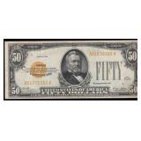 1928 $50 Gold Certificate FR-2404 Signatures Woods