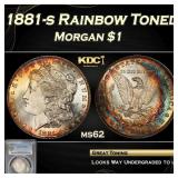 PCGS 1881-s Morgan Dollar Rainbow Toned $1 ms62 PC
