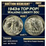 1943-s Walking Liberty Half Dollar TOP POP! 50c ms
