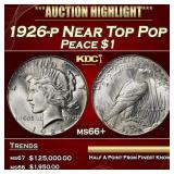 1926-p Peace Dollar Near Top Pop $1 ms66+ SEGS