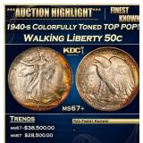 1940-s Walking Liberty Half Dollar Colorfully Tone