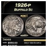 1926-p Buffalo Nickel 5c Grades ms65+
