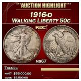 1916-d Walking Liberty Half Dollar 50c ms67 SEGS