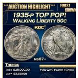 1935-p Walking Liberty Half Dollar TOP POP! 50c ms