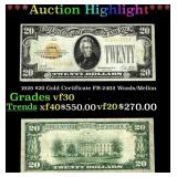 1928 $20 Gold Certificate FR-2402 Woods/Mellon Gra