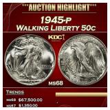 1945-p Walking Liberty Half Dollar 50c ms68 SEGS