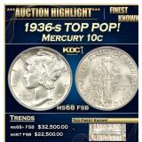 1936-s Mercury Dime TOP POP! 10c ms68 fsb SEGS