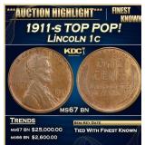 1911-s Lincoln Cent TOP POP! 1c Grades ms67 bn