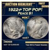 1922-p Peace Dollar TOP POP! $1 ms67 SEGS