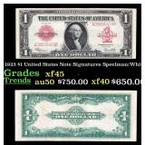 1923 $1 United States Note Grades xf45 Signatures
