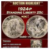 1924-p Standing Liberty Quarter 25c ms66+ fh SEGS