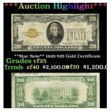 **Star Note** 1928 $20 Gold Certificate Grades vf2