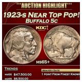 1923-s Buffalo Nickel Near Top Pop! 5c ms65+ SEGS