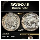 1938-d/s Buffalo Nickel 5c ms67 SEGS