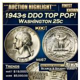 1943-s DDO Washington Quarter TOP POP! 25c ms67 SE