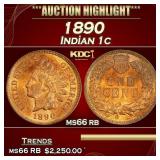 1890 Indian Cent 1c ms66 rb SEGS