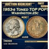 1953-s Washington Quarter Toned TOP POP! 25c ms68