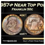 1957-p Franklin Half Dollar Near Top Pop 50c Grade