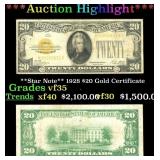 **Star Note** 1928 $20 Gold Certificate Grades vf3
