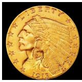 1913-p Gold Indian Quarter Eagle $2 1/2 ms64+ SEGS
