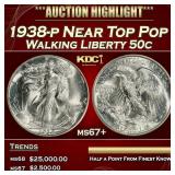 1938-p Walking Liberty Half Dollar Near Top Pop 50