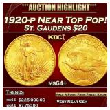 1920-p Gold St. Gaudens Double Eagle Near Top Pop!